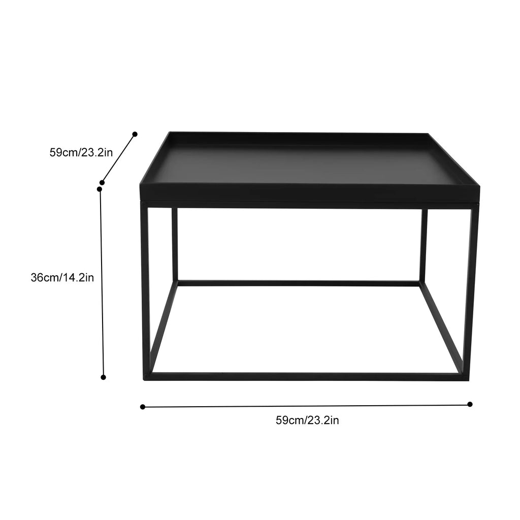 23x23x14 Inch Metal Square Coffee Table Black B723