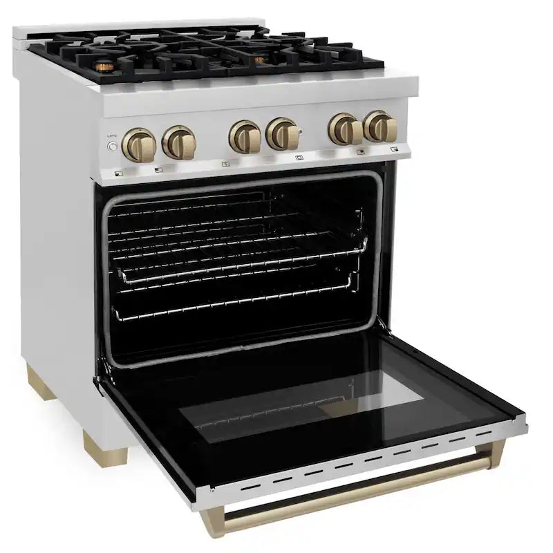 30 in. 4 Burner Dual Fuel Range Stainless Steel Champagne Bronze K2733