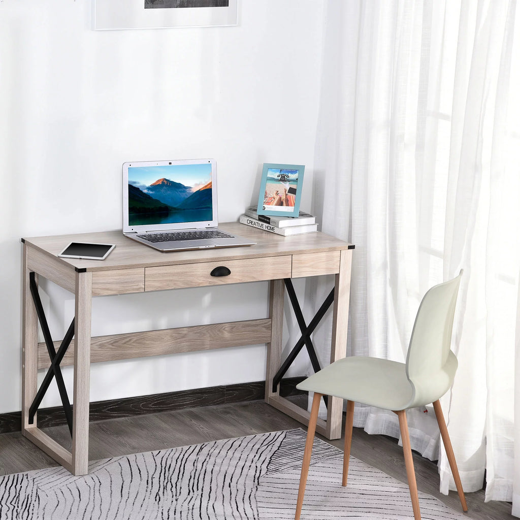 44 inch Rustic Writing Desk with Storage Drawer Y78613