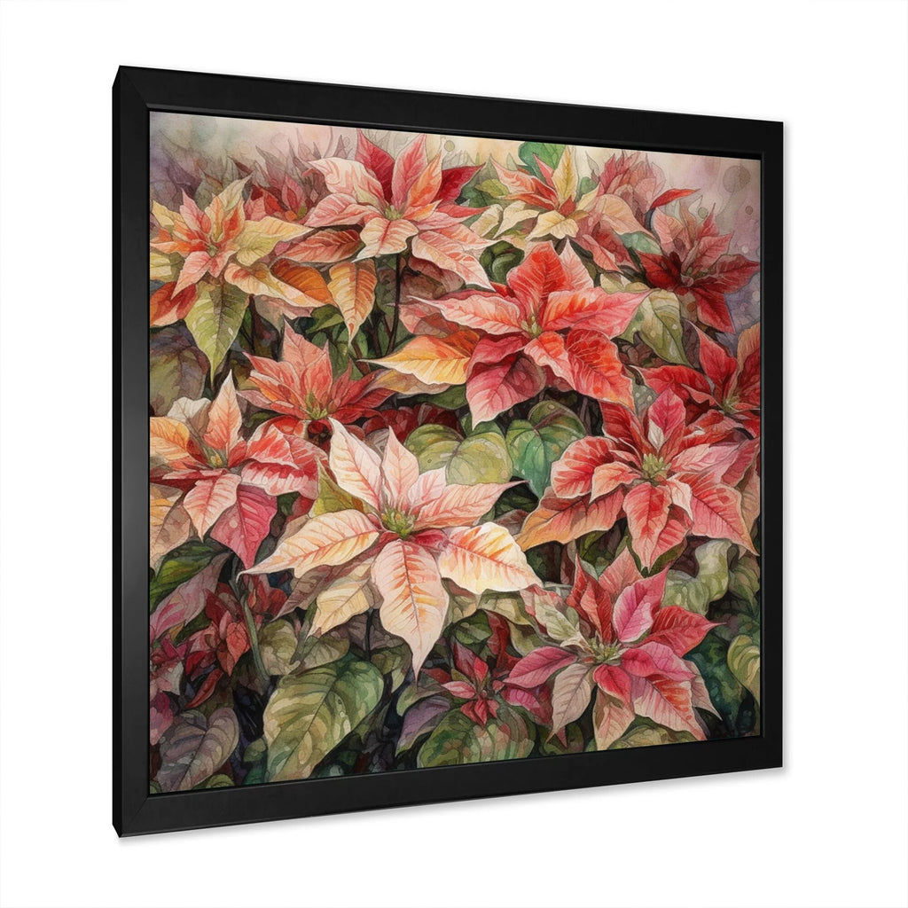 Red Poinsettia Framed Floral Wall Decor 30 in. x 30 in. D292