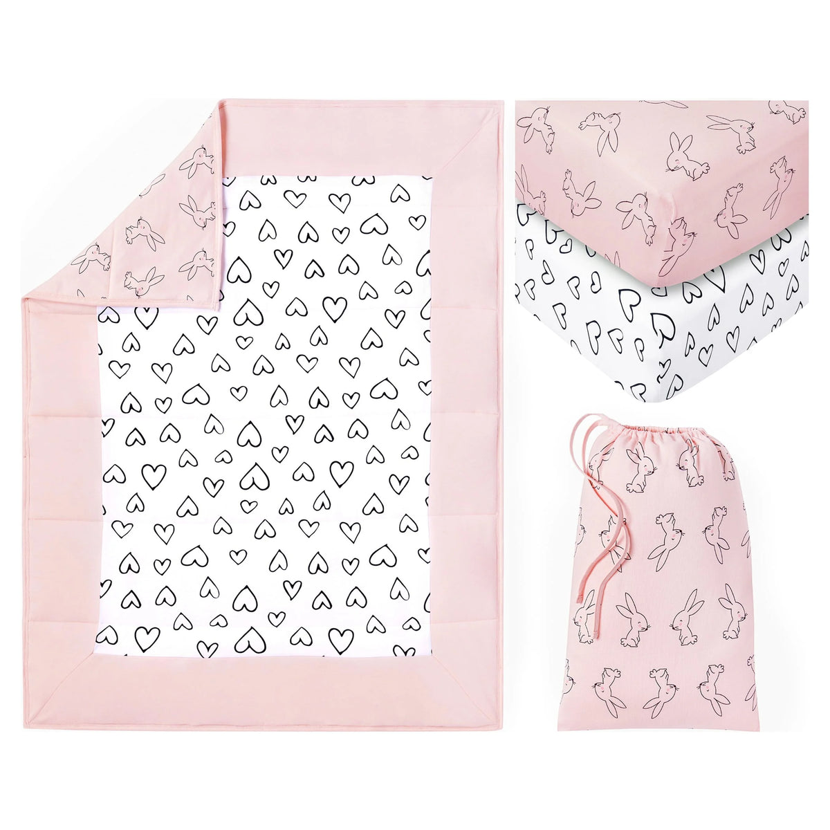 3 Pc Organic Cotton Crib Bedding Set L9610