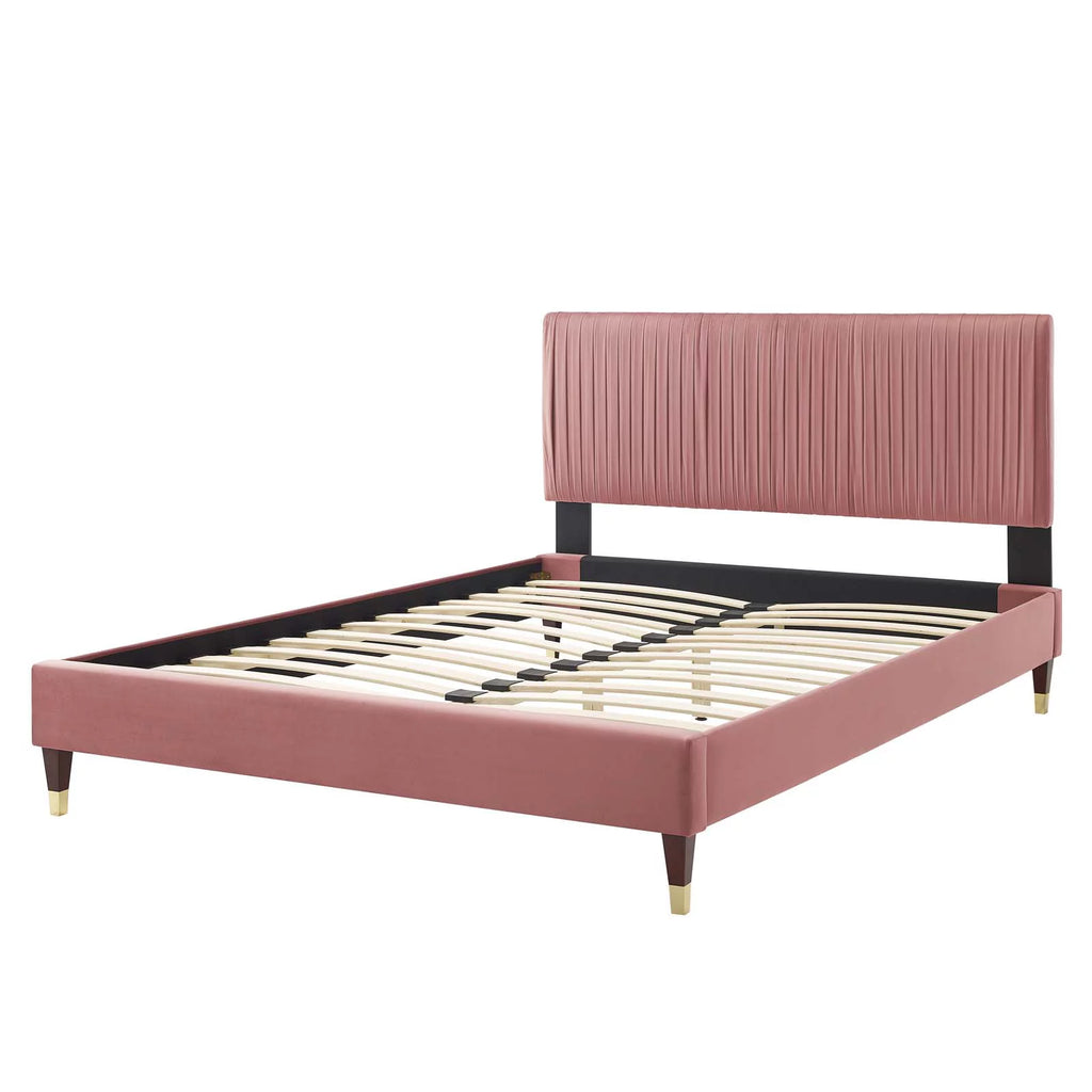 Full Size Velvet Platform Bed Frame P874790