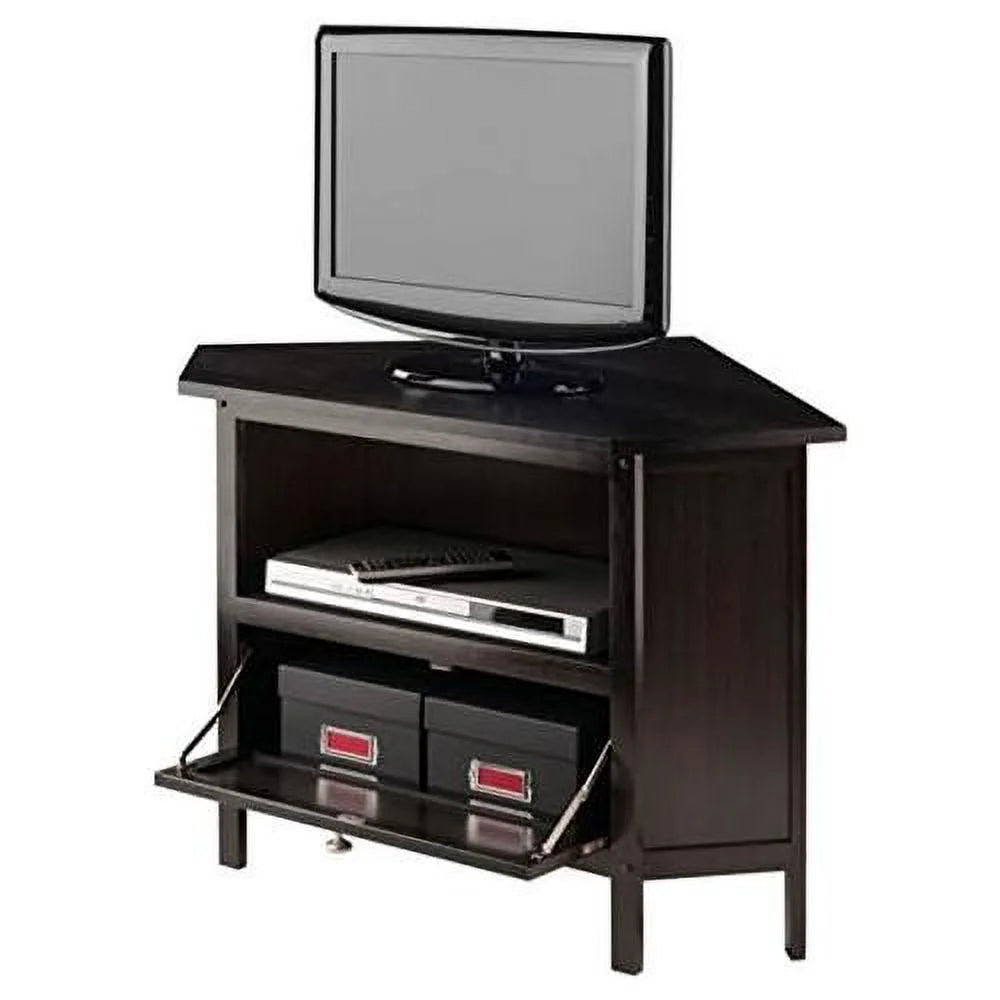 Espresso Corner TV Media Stand with Open Shelf A722