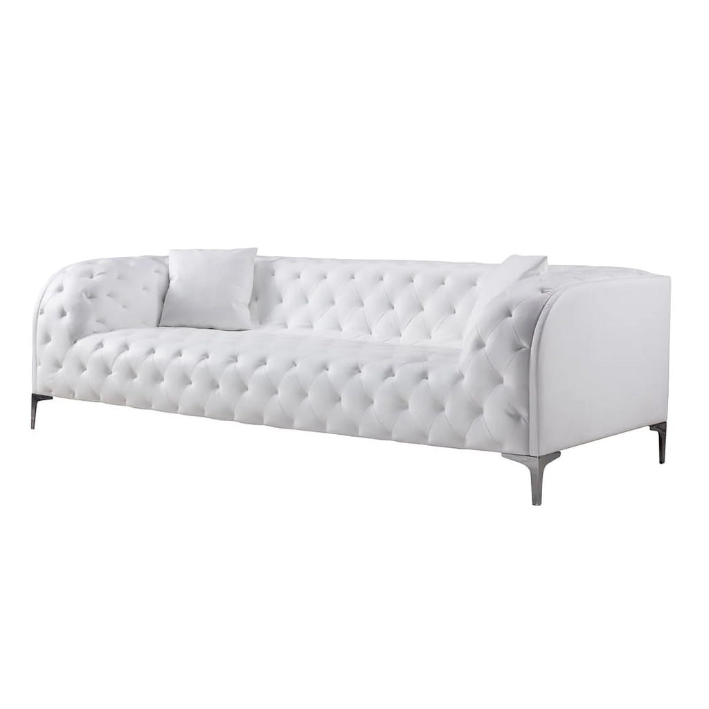 White Faux Leather Sofa J207
