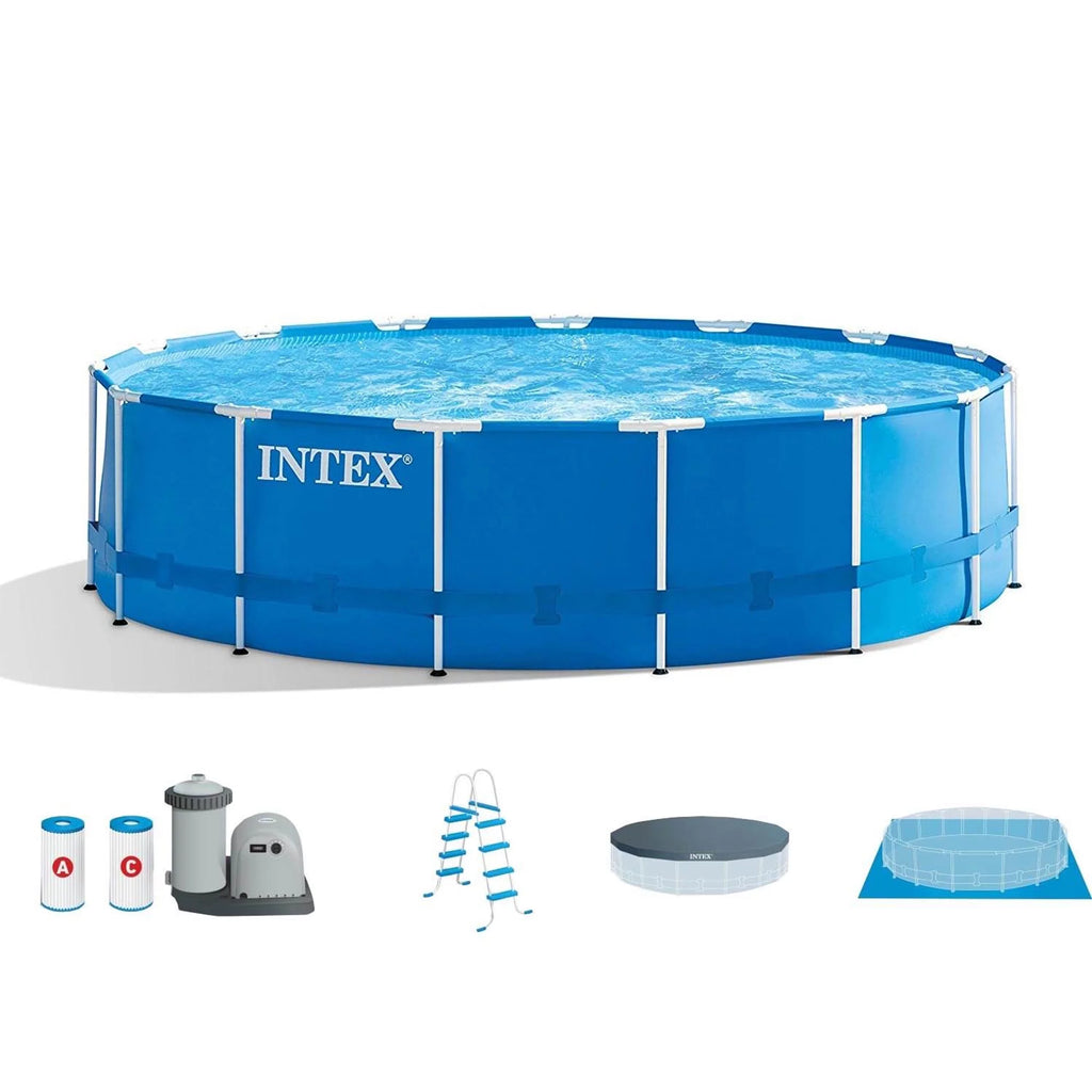18ft x 48in Metal Frame Swimming Pool Set with Pump & Filter Q961