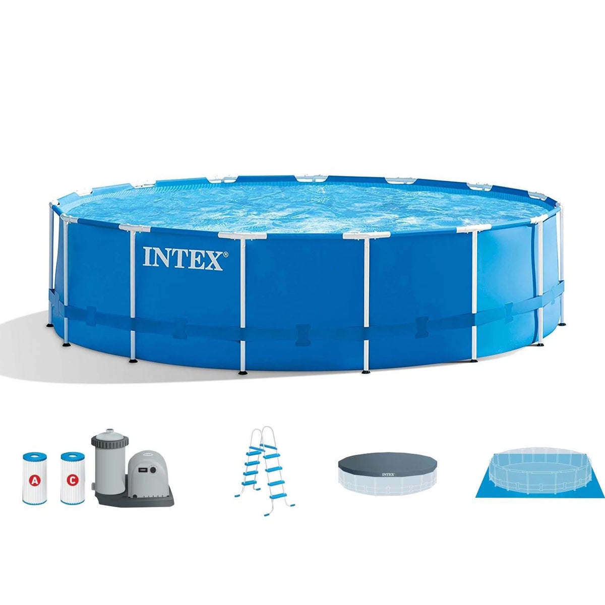18ft x 48in Metal Frame Swimming Pool Set with Pump & Filter Q961
