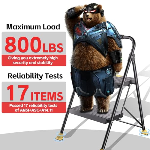 Foldable 3 Step Ladder with Handrails 800Lbs D4178
