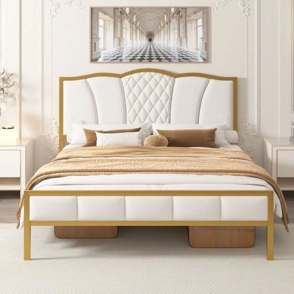 Queen Size Tufted Upholstered Bed Frame with Headboard U9201