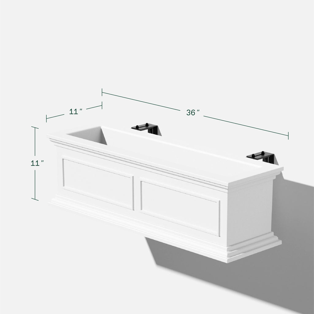 White 36" Railing Window Box Planter L1688