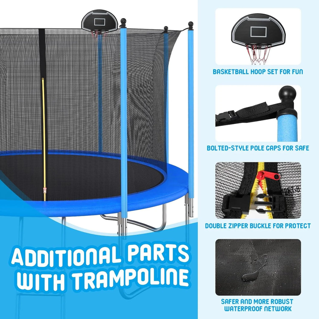10FT Round Trampoline with Basketball Hoop and Safety Enclosure K9572