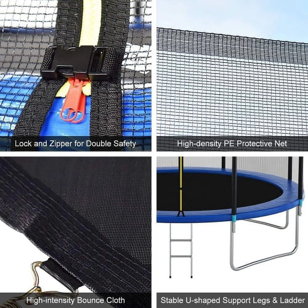10FT Round Trampoline with Basketball Hoop and Safety Enclosure K9572