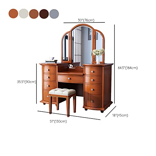 9 Drawer Vanity Table and Stool Set with LED Light W718760