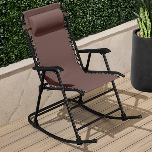 Folding Rocking Chair with Headrest Pillow E560