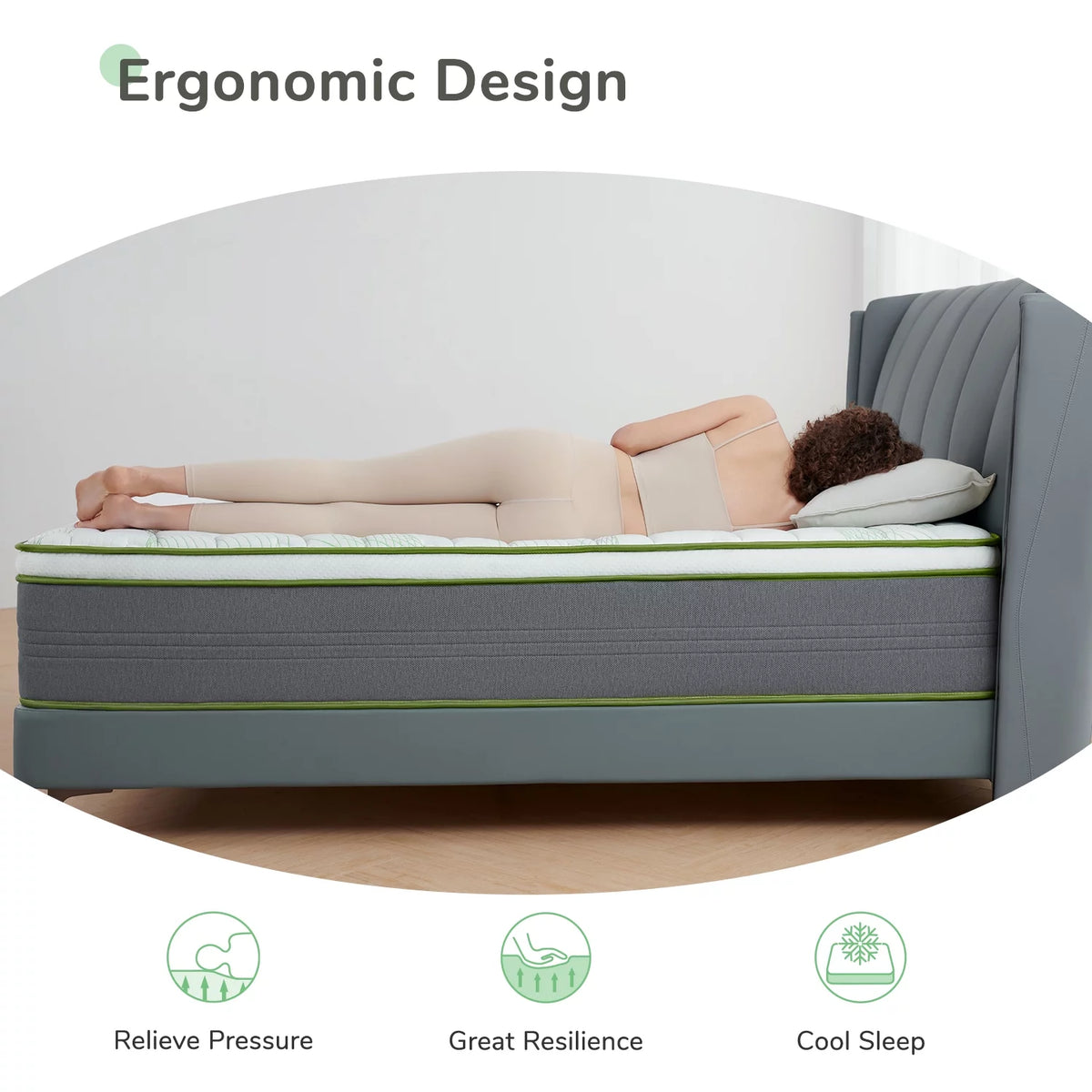Queen Size Memory Foam Pocket Spring Hybrid Mattress C2213