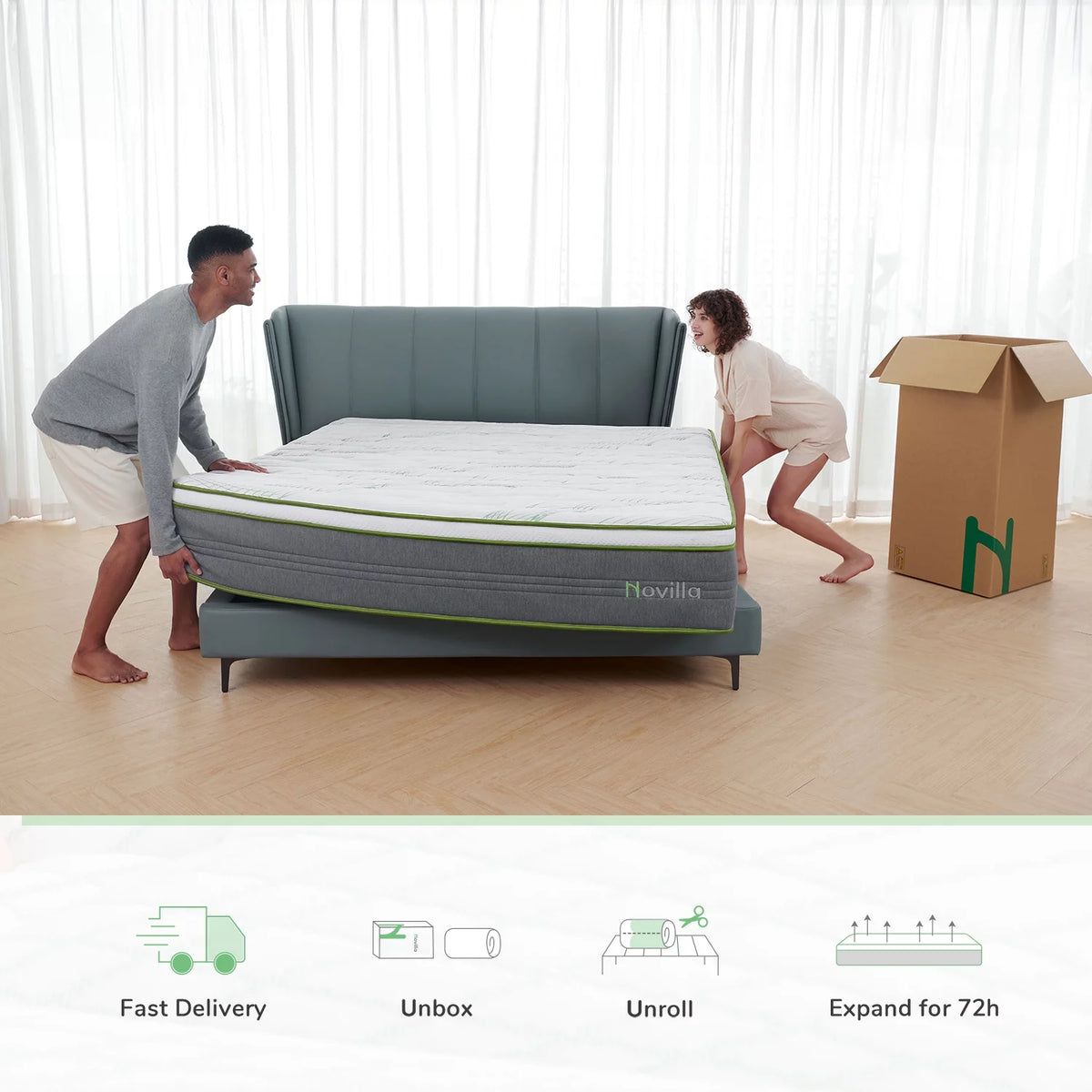 Queen Size Memory Foam Pocket Spring Hybrid Mattress C2213