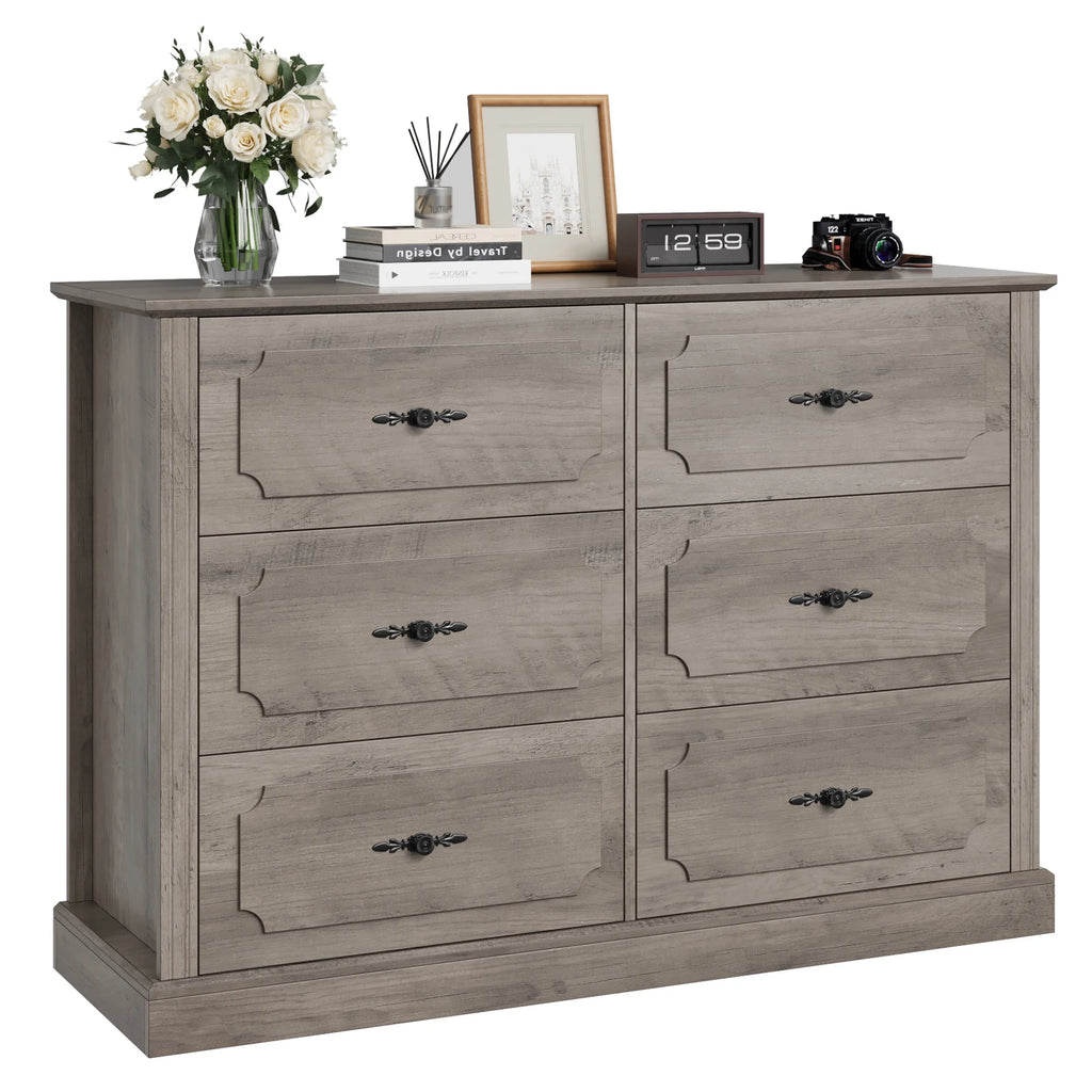 White 6 Drawer Wood Dresser Y4804