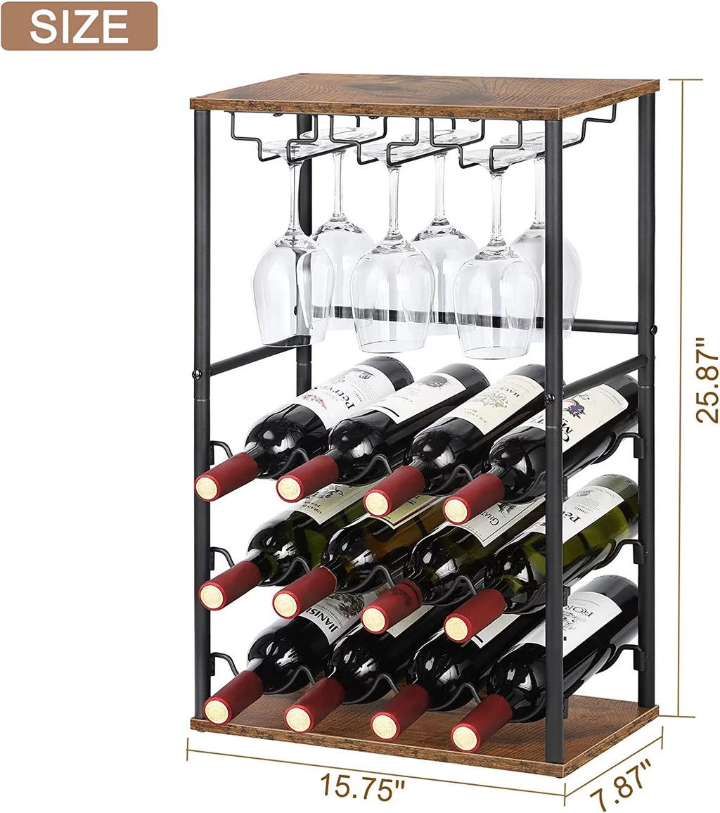 Brown Countertop Wine Bar Rack V287105