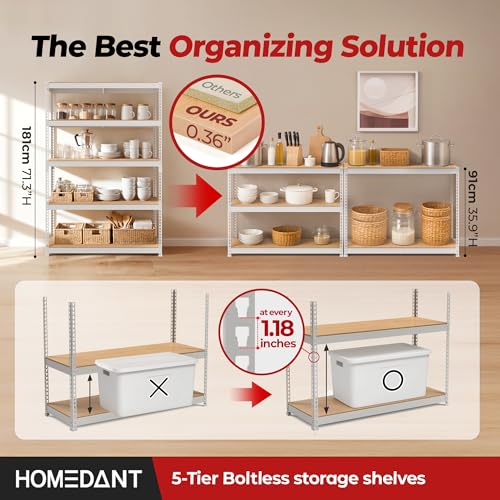 5 Tier Heavy Duty Adjustable Metal Shelving Unit J23452