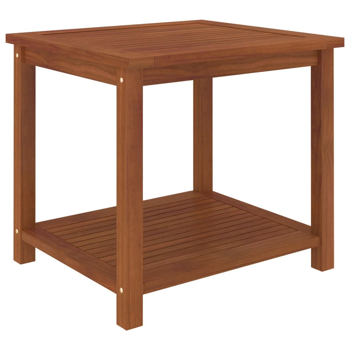 Rustic Acacia Wood Side Table with Storage Shelf K377