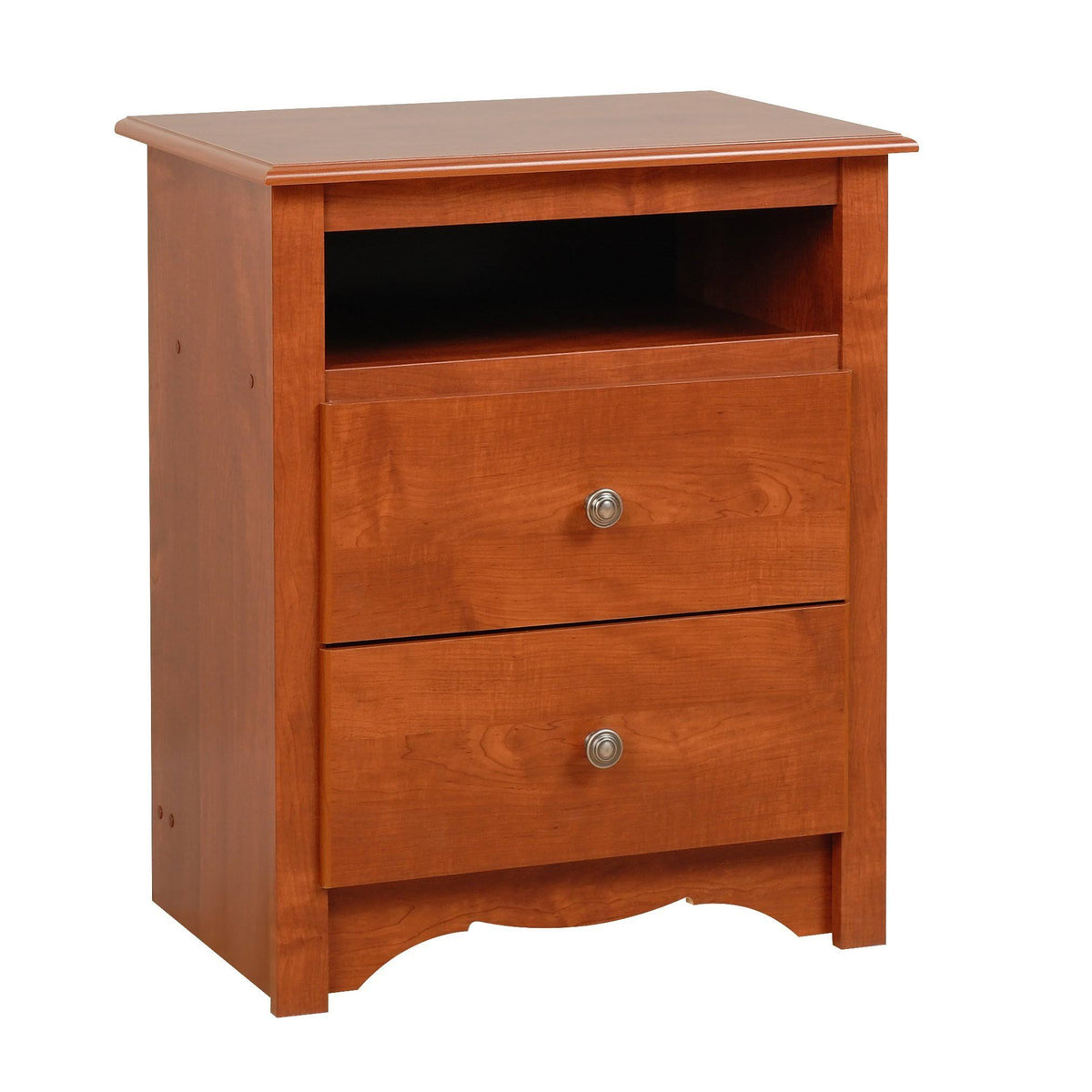 Cherry 2-Drawer Nightstand with Open Shelf F438