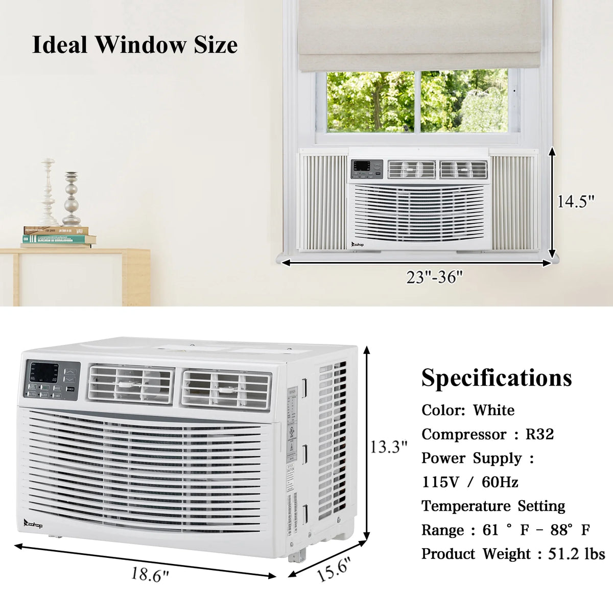8000BTU 115V Window Air Conditioner with Remote Control Z8178