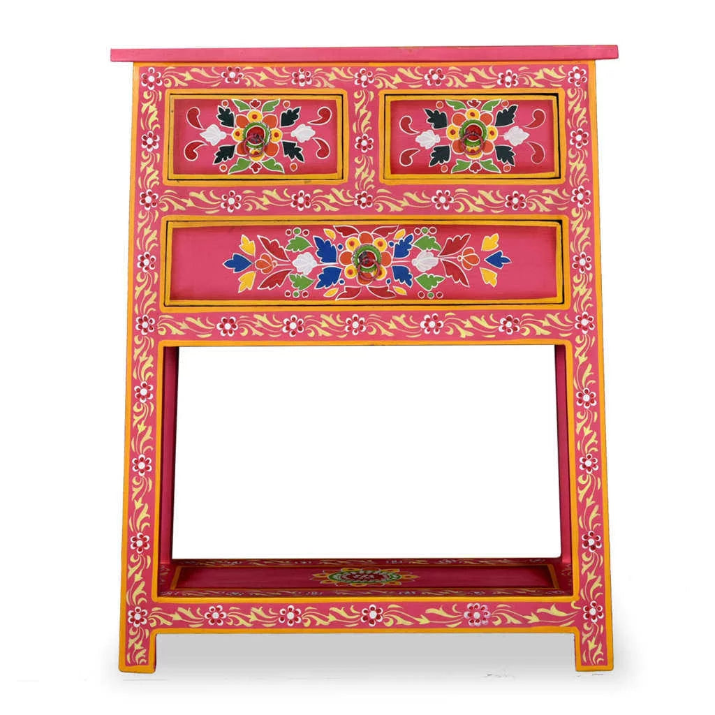 Pink Solid Wood Mango Sideboard with Drawers Z59565