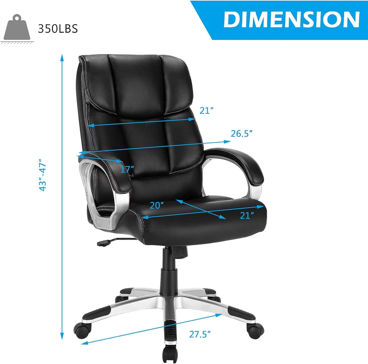 Black Ergonomic High Back Leather Office Chair H3364