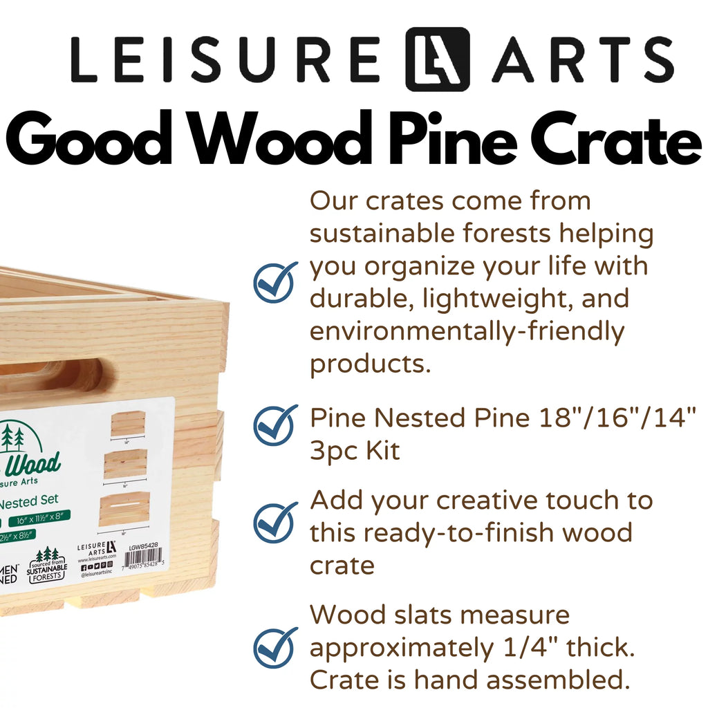Wooden Crate 3 Piece 14" 16" 18" J3127