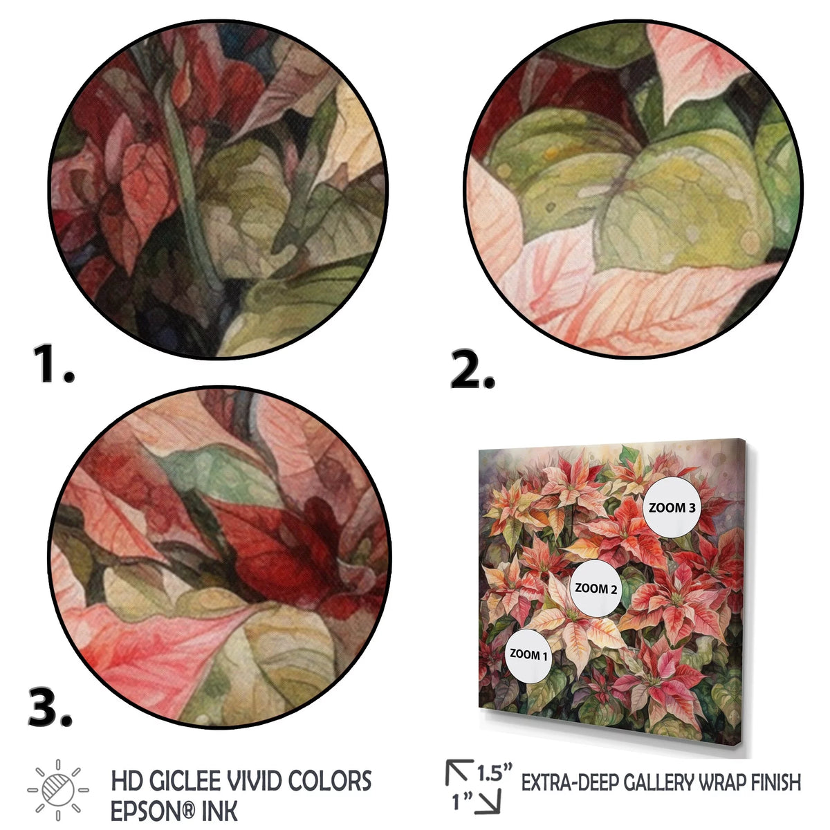 Red Poinsettia Framed Floral Wall Decor 30 in. x 30 in. D292