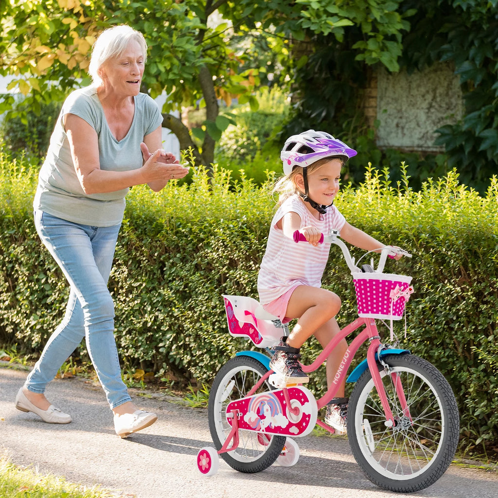 18 Inches Kids Bicycle with Training Wheels and Basket C24776