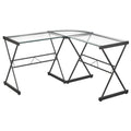 L Shape Computer Desk with Metal Frame & Clear Glass Top G50011