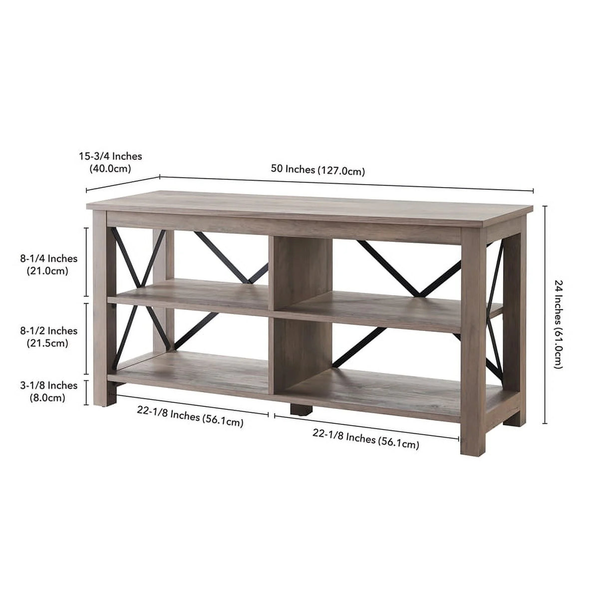 50" Wood Metal Open Back TV Stand Q3819