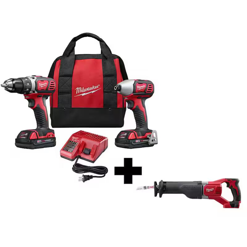 18V Cordless Drill Driver Impact Driver Combo Kit with Reciprocating Saw P273564