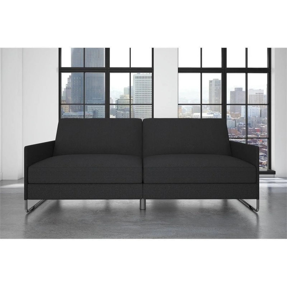 Grey Linen Convertible Futon B714893