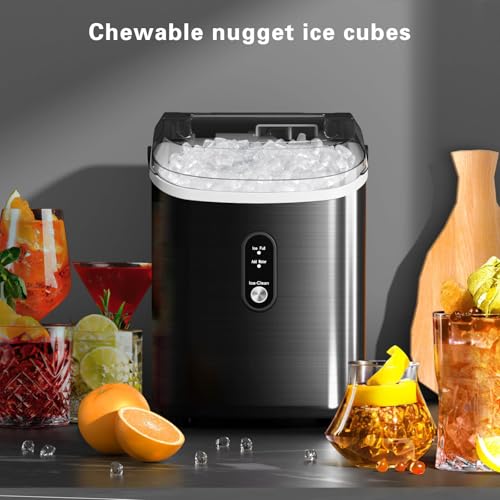 Countertop Nugget Ice Maker with Soft Chewable Pellet Ice, Self-Cleaning, Black X199