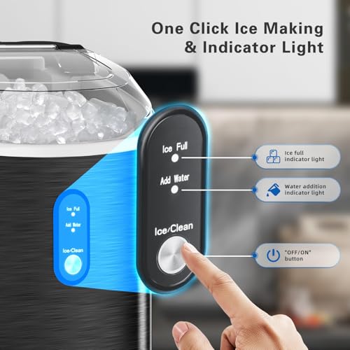 Countertop Nugget Ice Maker with Soft Chewable Pellet Ice, Self-Cleaning, Black X199