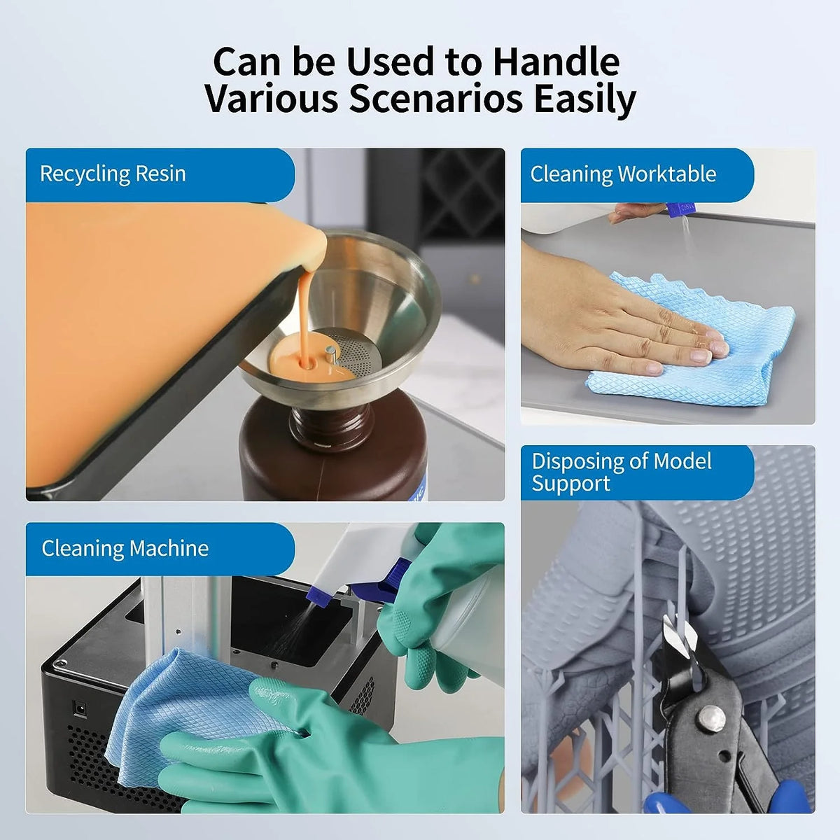 3D Printer Tool Kits with Silicone Pad, Resin Filter, Water Bottle, Cloth, Gloves, Nipper S98243