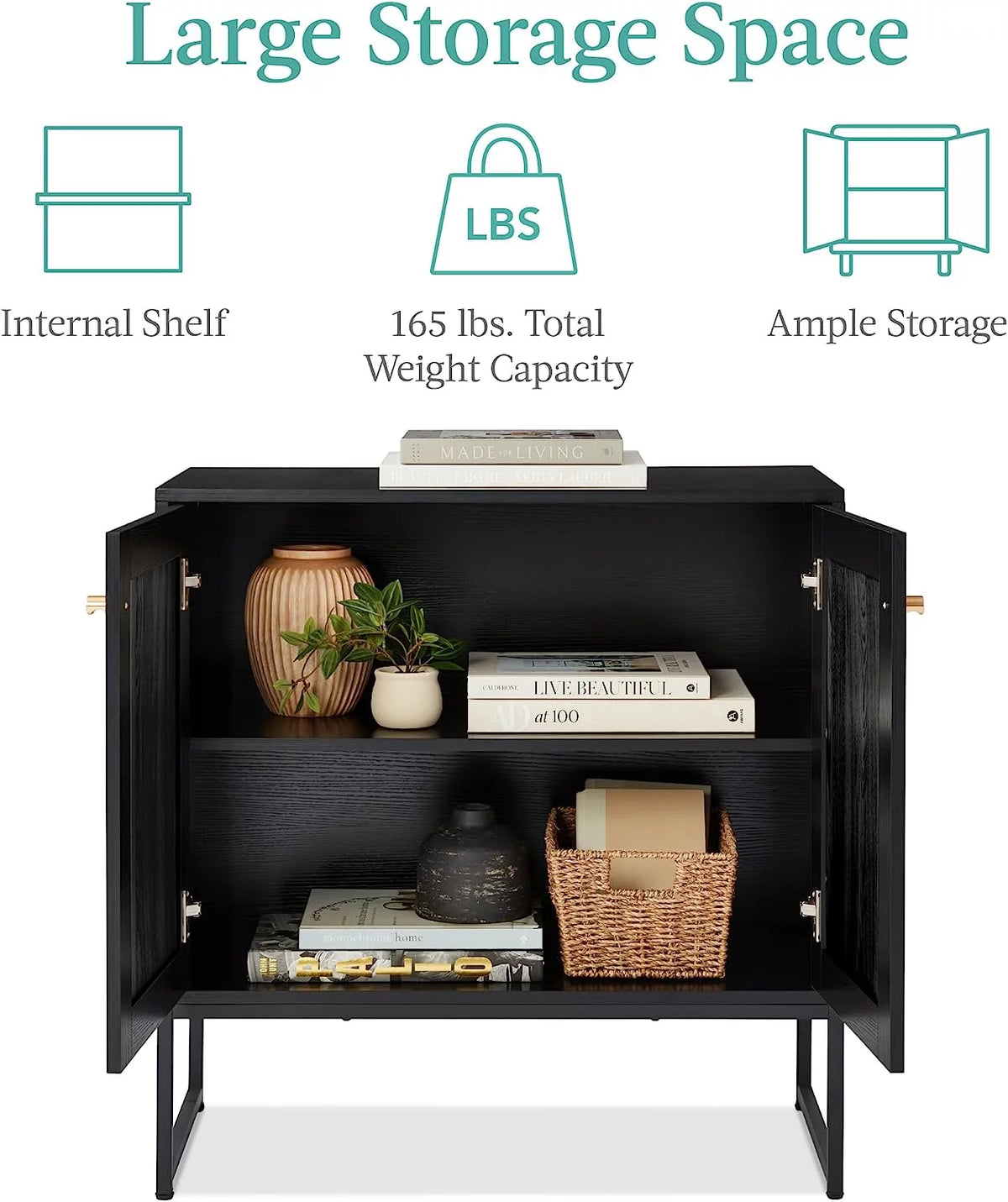 White 2-Door Rattan Storage Cabinet V8924