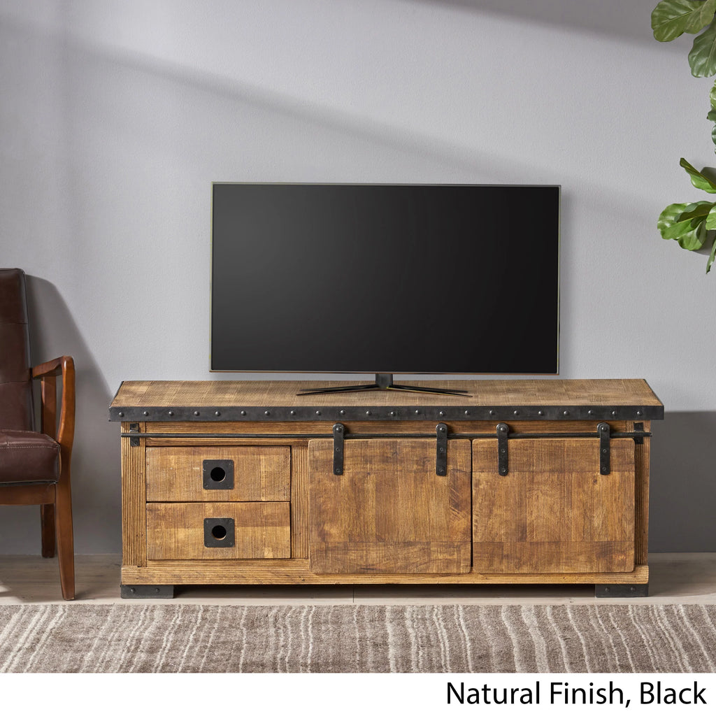 Natural and Black Mango Wood TV Stand Q5456