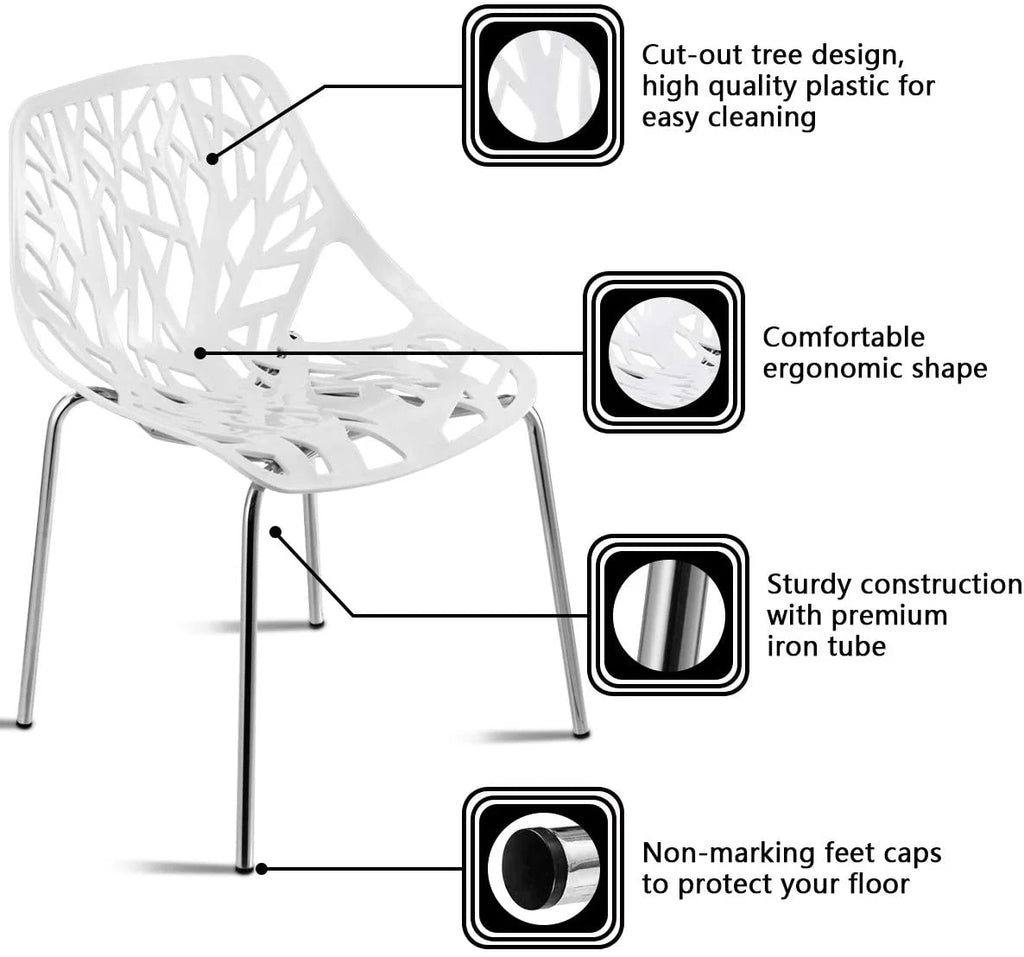 Set of 6 White Stackable Dining Chairs Q4969