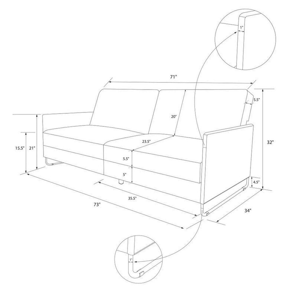 Grey Linen Convertible Futon B714893