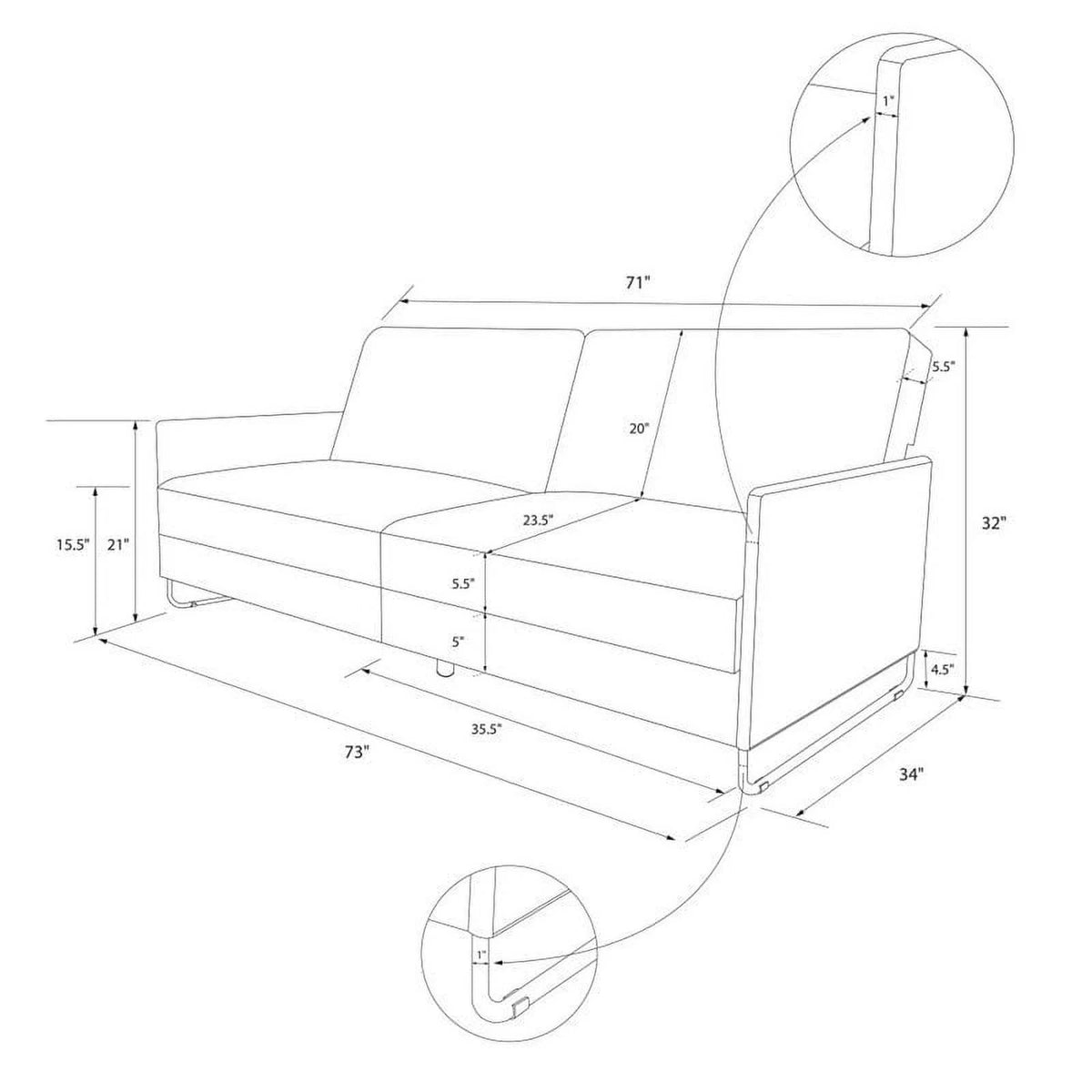 Grey Linen Convertible Futon B714893