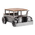 Gray Brown Solid Wood Metal Coffee Table P487