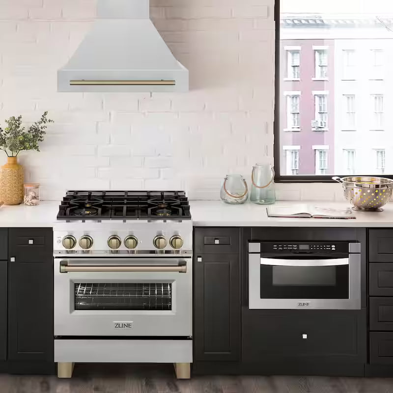 30 in. 4 Burner Dual Fuel Range Stainless Steel Champagne Bronze K2733