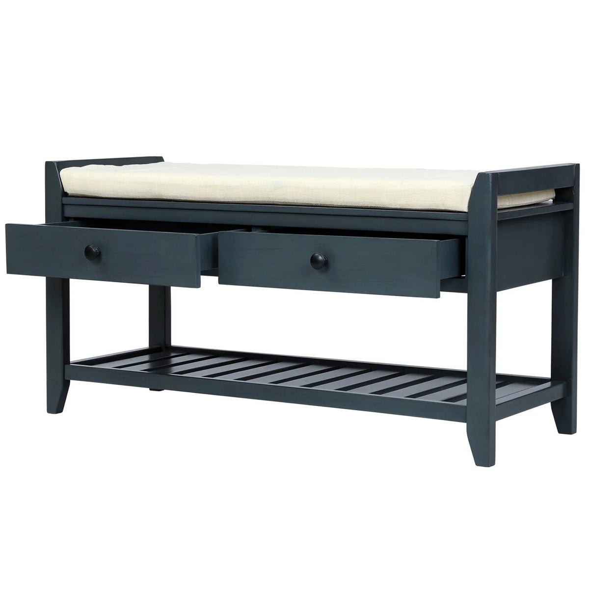 Shoe Bench Storage Bench Hall Tree with Drawer and Cushioned F8971