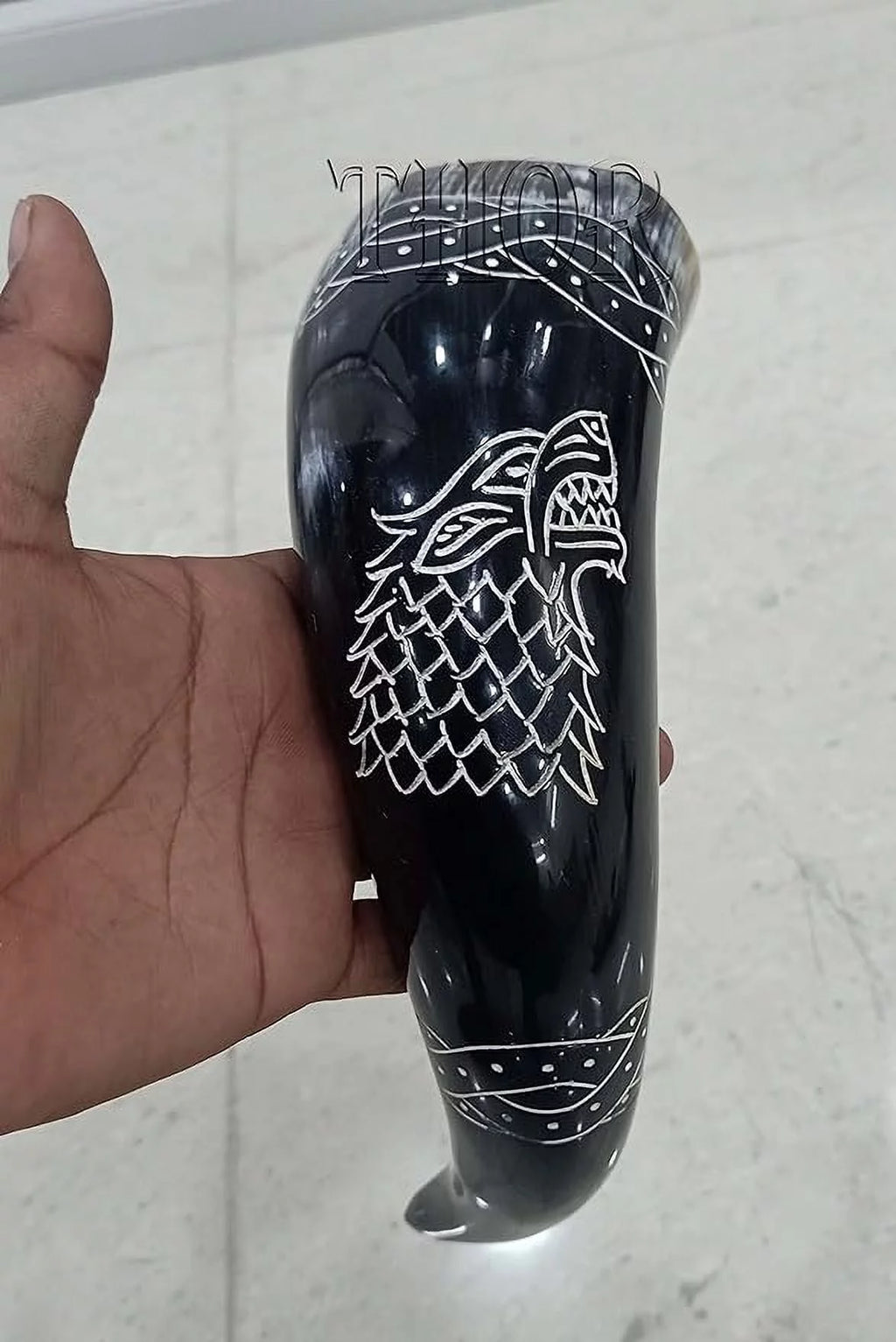 Handmade Natural Viking Drinking Horn Mug with Brass Trim Set of 6 F524704