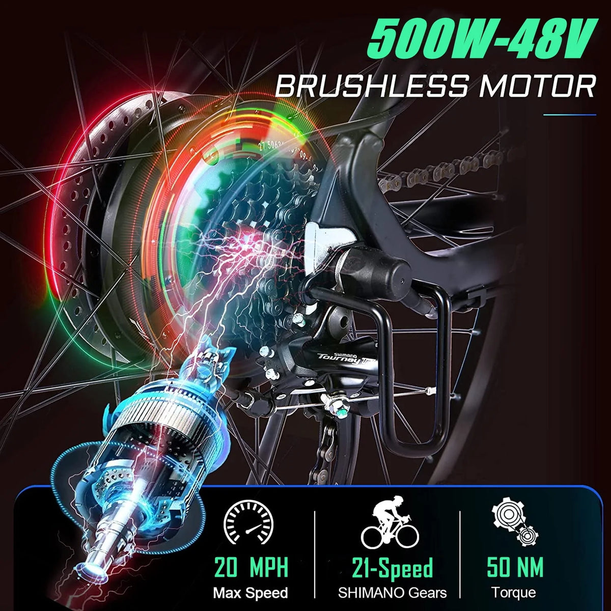 27.5 500W 21 Speed Electric Mountain Bike H85579