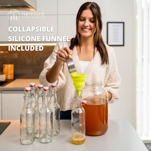 Swing Top Glass Bottles 16 oz 6 Set with Funnel H8015